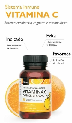 Vitamina C Natier, Concentrada, Sistema Inmune Activo, 50 Caps - comprar online