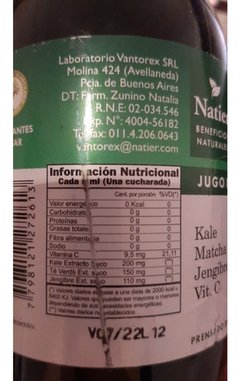 Natier Kale Matcha Y Jengibre Super Alimento 500 Ml - comprar online