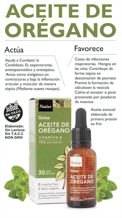 Pack X2 Aceite De Orégano Esencial Gotas 100% Pureza Vitamina E Natier 30ml en internet