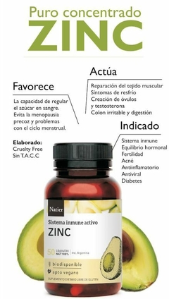 Zinc Natier, Sistema Inmune Activo, Apto Vegano, 50 Cápsulas - tienda online