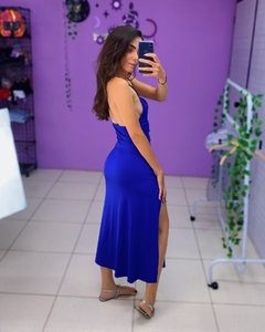 Vestido fenda Scarlett azul na internet