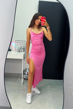 Vestido fenda Scarlett rosa chiclete - comprar online