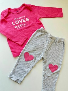 Duo daddy remera ml rosa y calza corazones carters 9m(255)