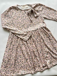 Vestido ml beige de flores verdes y lilas Pioppa 10a (81)