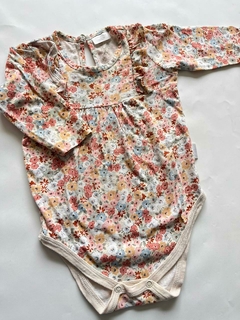 Body ml beige flores volados algodón mimo 9m (234) - comprar online