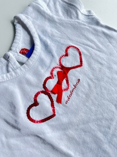 Remera blanca corazones lentejuelas t18m MImo(134) - comprar online