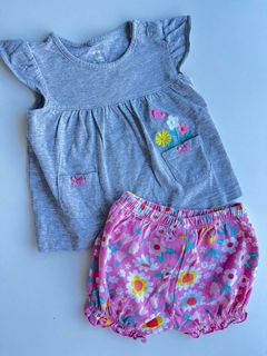 Conjunto gris de flores Carters 6m(103)