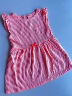 Vestido rayado naranja mc Carters 9m(103)