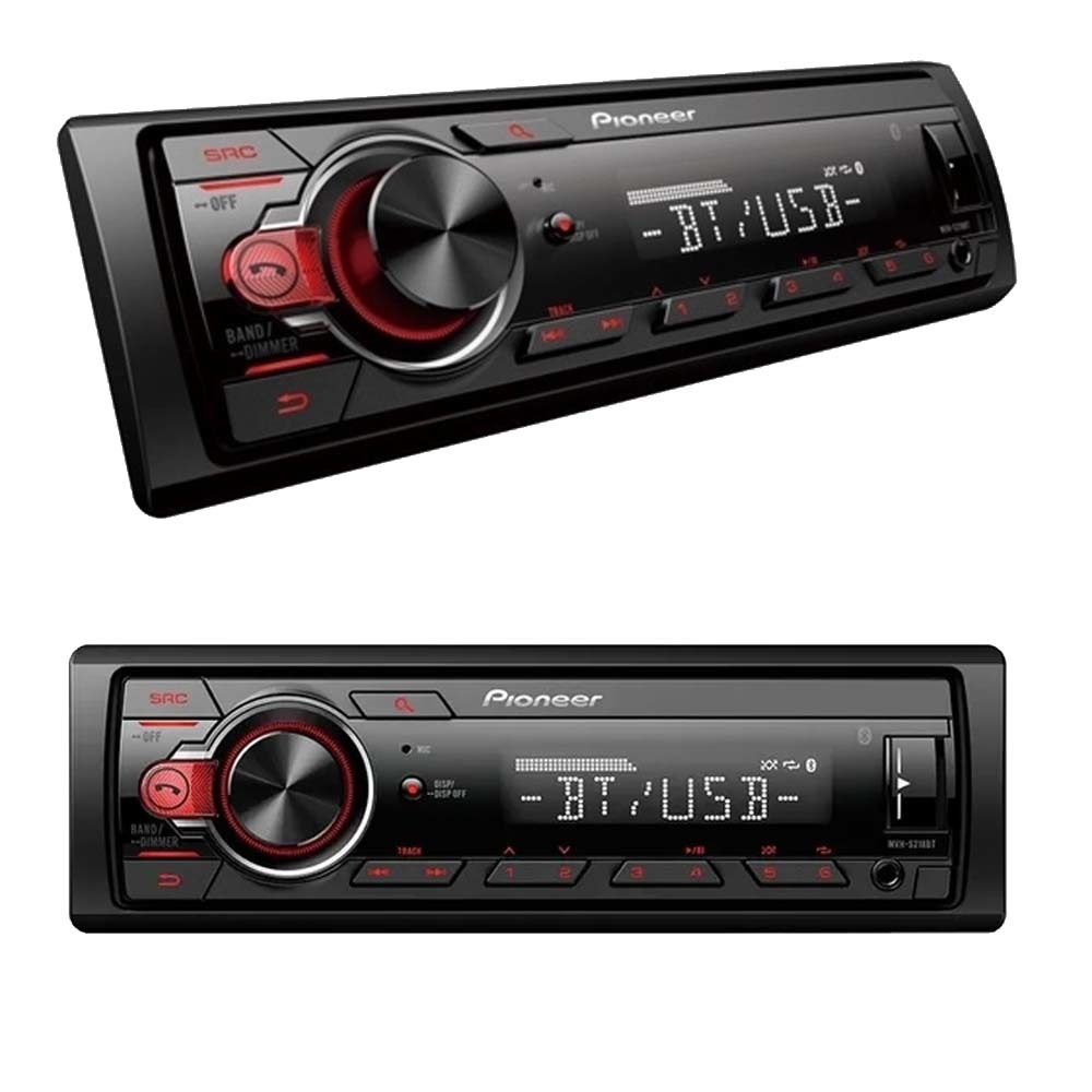 Pioneer MVH-S215BT Single DIN Bluetooth USB AUX AM/FM Radio Digital Media  Receiver Bundle Combo with Single-DIN Stereo Installation Kit (Fits Select