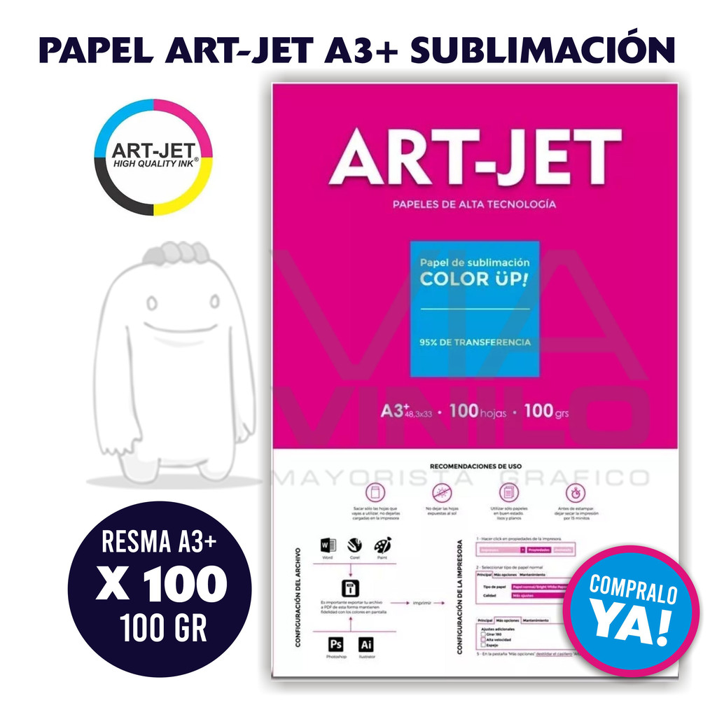 PAPEL SUBLIMAR A3+ ART JET x100h - Via Vinilo