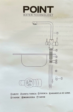 Grifo De Cocina Monocomando Con Llave Para Purificador 7604 zinc POINT WATER TECHNOLOGY - comprar online