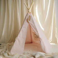 Carpa Tipi Rayada + Playmat - Rosa - comprar online