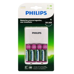 Carregador com 4 Pilhas AA Philips de 2450mAH