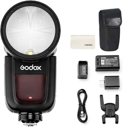 Flash Godox V1-C Cabeça Redonda TTL Speed Light Com Bateria Para Canon - comprar online