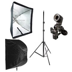 Kit Softbox Sombrinha Universal 90x90cm para lampada - Soquete Simples