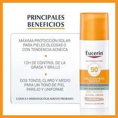 Eucerin Oil Control Tinted SPF 50 Toque Seco Tono Medio - 50 ml - Farmacia 12 de Octubre