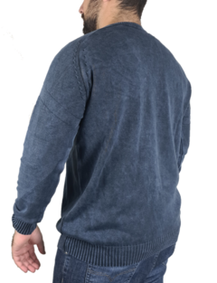 blusa de frio 100% algodão gola careca azul marinho - comprar online