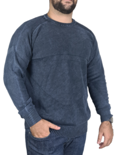 blusa de frio 100% algodão gola careca azul marinho