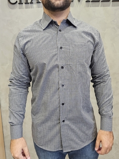 Camisa Micro Xadrez preta - Charleville Camisaria