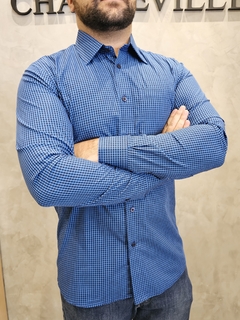 Camisa Micro Xadrez Azul - comprar online