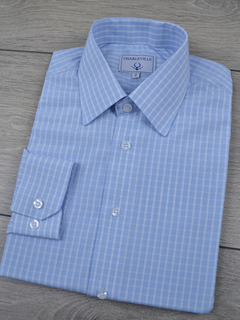 Camisa Sem Bolso Xadrez Azul Claro - loja online