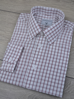 Camisa Sem Bolso Xadrez Branco e Vermelho - Charleville Camisaria