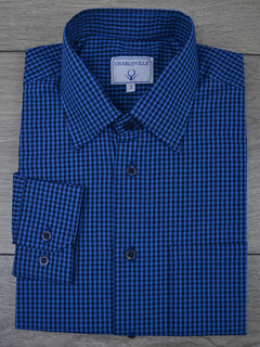 Camisa Micro Xadrez Azul