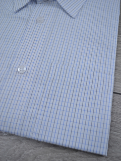 Camisa Manga Curta Urban Fio 50 Branco e Azul - loja online