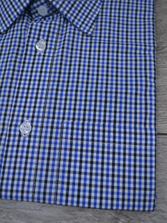 Camisa Manga Curta Micro xadrez Azul - comprar online