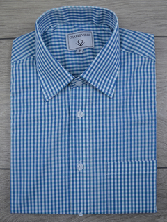 Camisa Manga Curta Urban Fio 50 Xadrez Azul