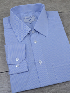 Camisa 100%Algodão Listrada Azul - Charleville Camisaria
