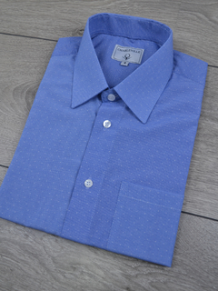 Camisa Manga Curta Maquinetada Azul