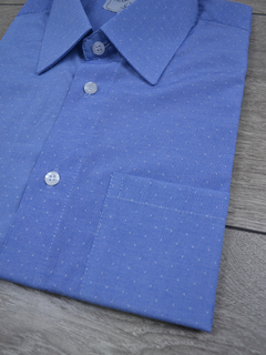 Camisa Manga Curta Maquinetada Azul - comprar online