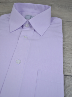 Camisa Manga Curta tricoline 100%algodão lilas - Charleville Camisaria