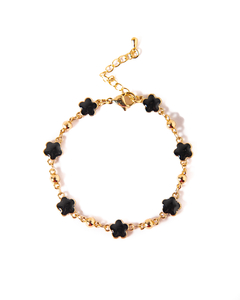 PULSERA FLORCITAS NEGRA