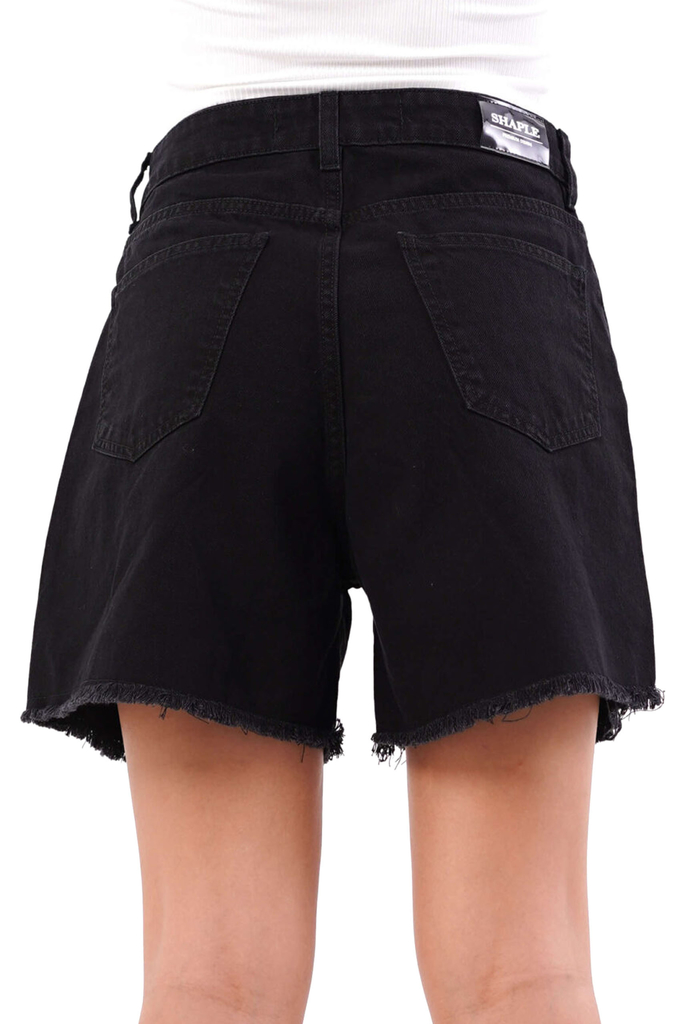Short Mom Desflecado Roto Negro T40 a 60 Di Que Si
