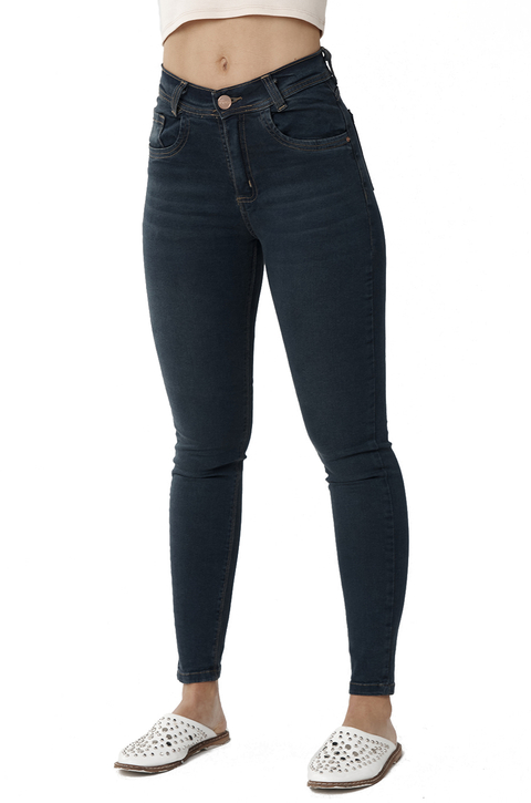 Jeans azul oscuro mujer chupin sale