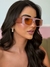 Óculos de Sol Quadrado Ella - Marrom Rosa - Acetato - REF.: HP221900 - b.01.07 - C4 - comprar online