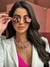 Óculos de Sol Blogueira Hexagonal Dubai - Rosa Espelhado - Metal - REF:. 18043 - C9 - G.10.09