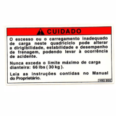 Adesivos De Precaução Bagageiro Dianteiro Quadriciclo Honda FourTrax 420 - Todos Os Anos (REF: 87511HN5B00)