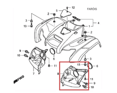 Capa Interna Esquerda Farol Quadriciclo Honda FourTrax 420 - 2008 Até 2013 (REF: 66302HP5600) na internet