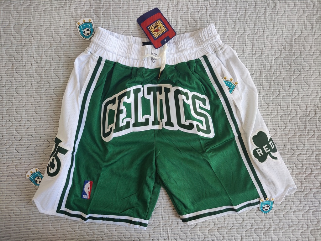 Short Boston Celtics NBA verde y blanco con bolsillos