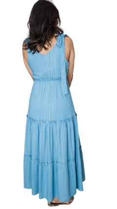 VESTIDO MIDI VISCOSE ALÇA LARGA COM LUREX - AZUL CLARO na internet