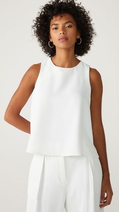 BLUSA DECOTE REDONDO CREPE TEXTURIZADO - OFF-WHITE - comprar online