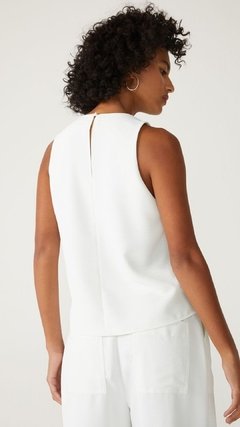 BLUSA DECOTE REDONDO CREPE TEXTURIZADO - OFF-WHITE na internet