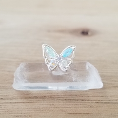 Aro Popa Mariposa 10mm Cubic Plata 925