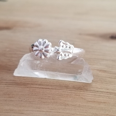 Imagen de Anillo Garden Midi Falange Regulable Flor Mariposa Plata 925