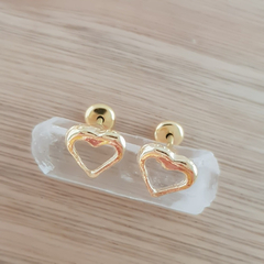 Aros Abridores Corazoncitos 8mm Plata 925 Bañado En Dorado - Pircas Joyas