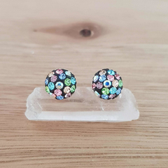 Aros Disco Media Esfera Cubic Multicolor 7mm Plata 925