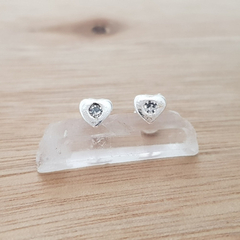 Aros Abridores Cuore Corazón Centro Cubic Plata 925 - comprar online